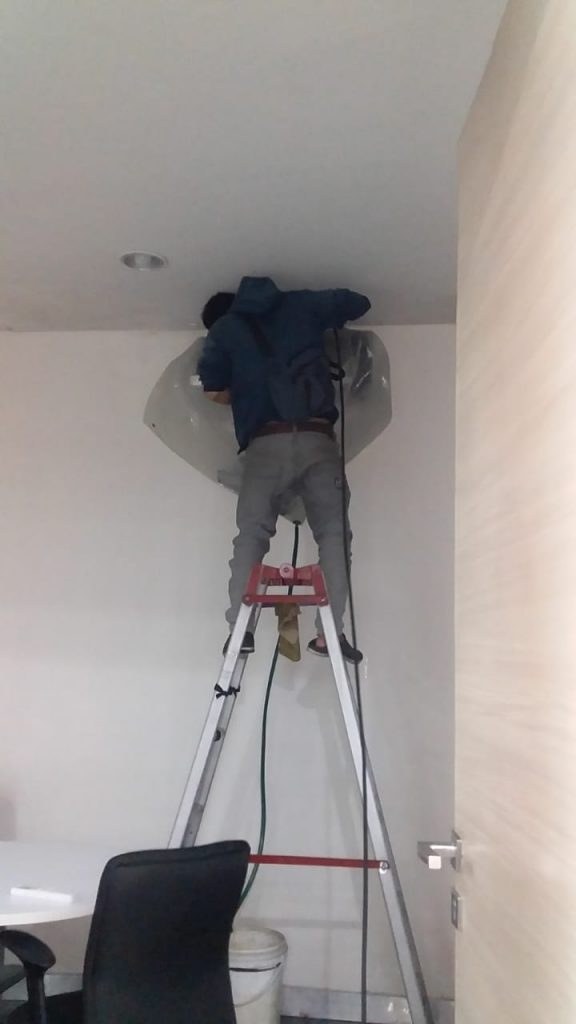 proses service ac unit indoor menggunakan steam air